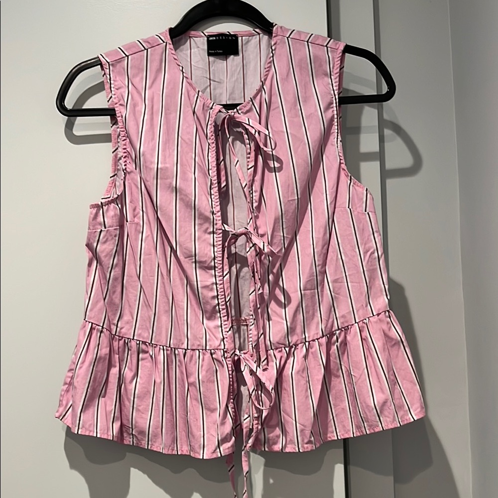 Pink Striped Sleeveless Top